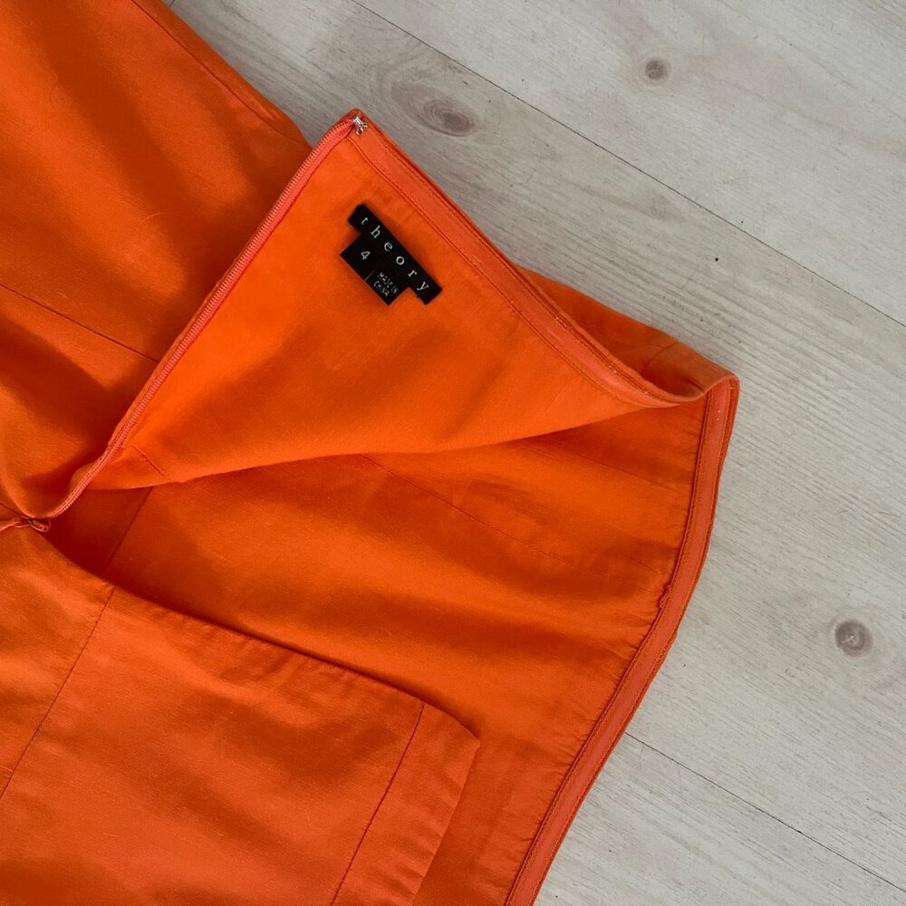 Theory Women's Orange Linen Bandeau Style Dress Size 4 - Picture 4 of 4